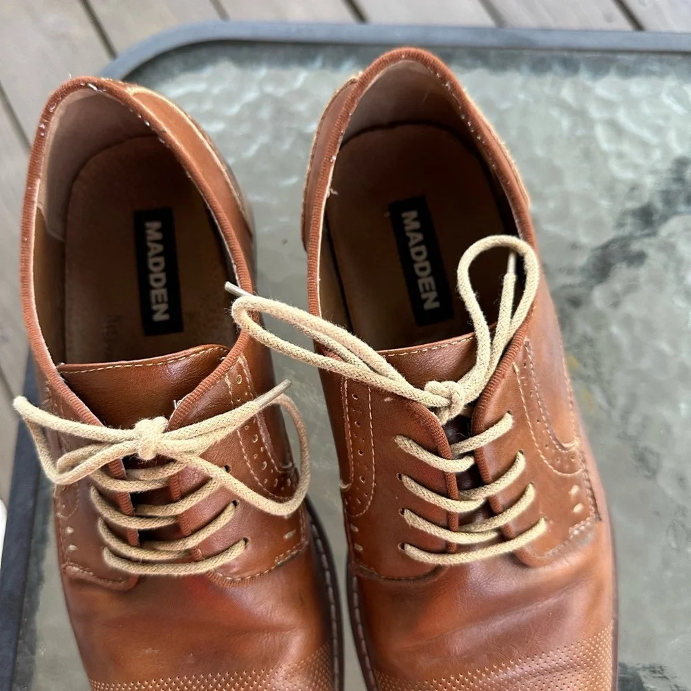 Madden Dress Shoes Brown Leather‎ Lace Up Oxford Perforated Men's Size 9.5